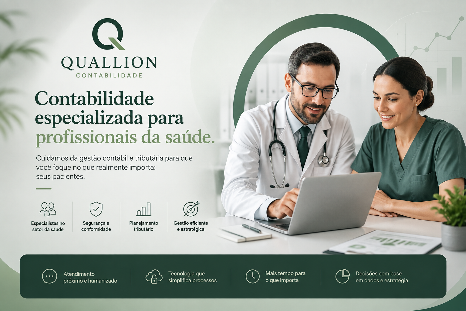 Profissionais da saude em atendimento com suporte contabil estrategico da Quallion